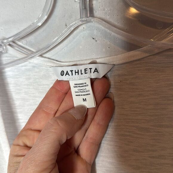 Athleta Breezy Wrap Crossover White Draped Tank Top. Size Medium. - Picture 4 of 7